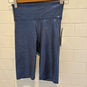 Heroine Sport Metallic Denim-Blue Biker Shorts